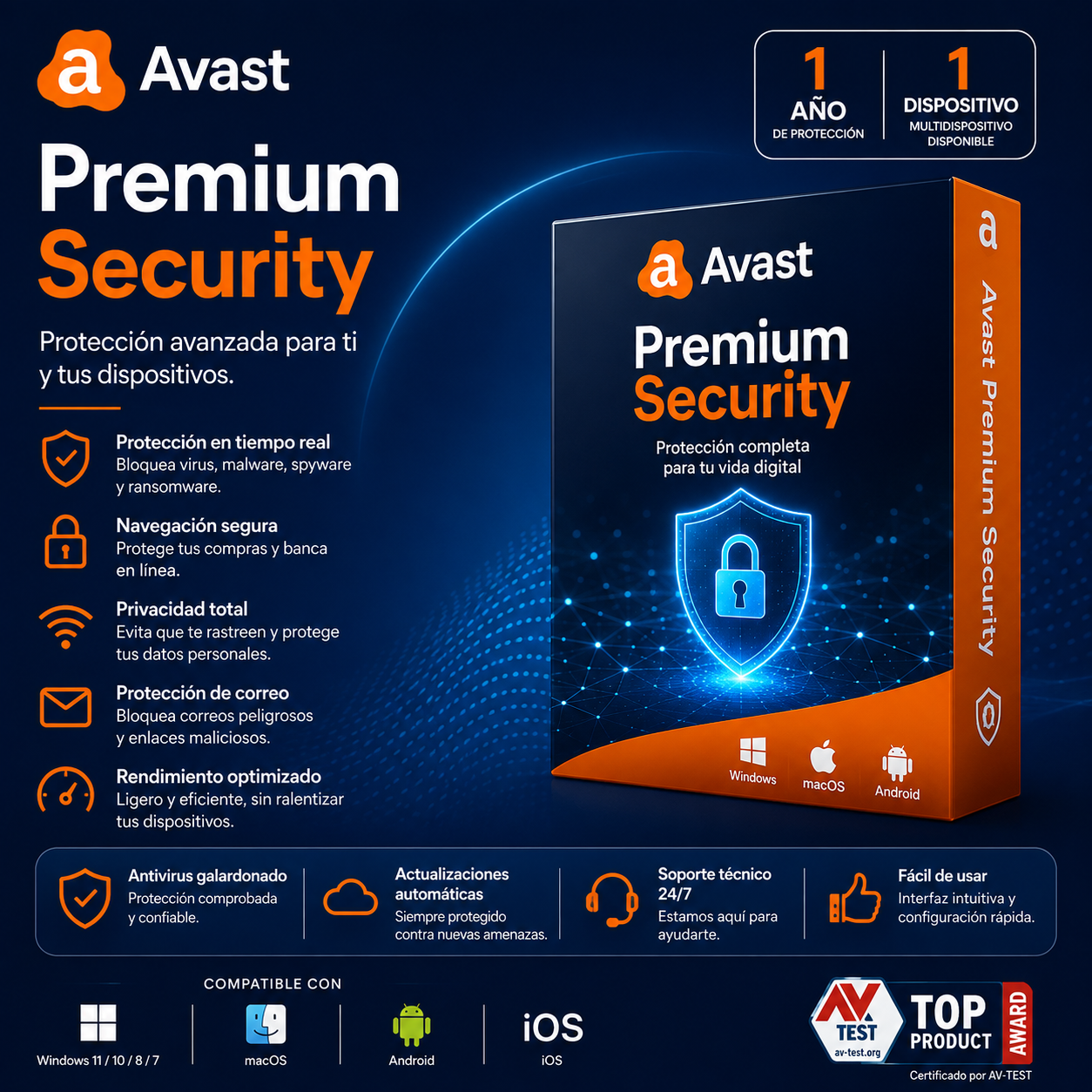 Avast Premium Security – 1 Device · 1 Year License Key